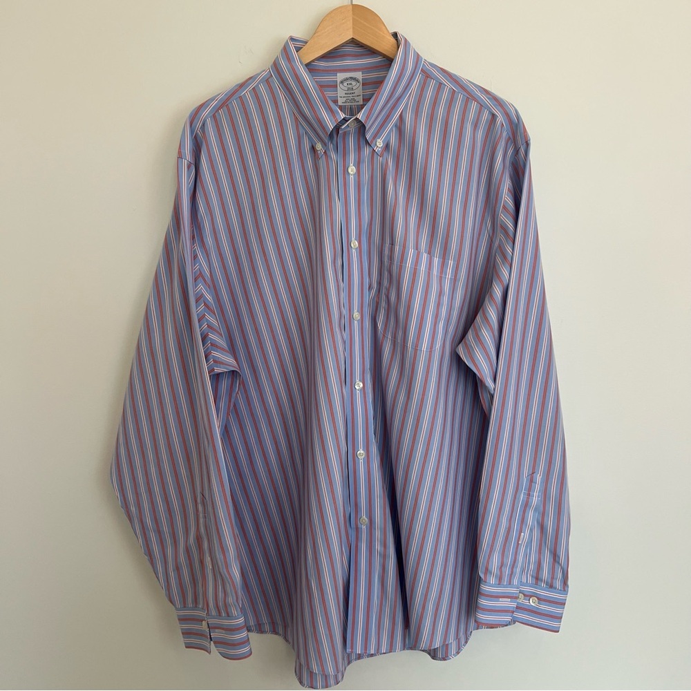 Brooks Brothers Button Down Shirt Mens Large Multicolor Stripe Long Sleeve - Picture 4 of 10